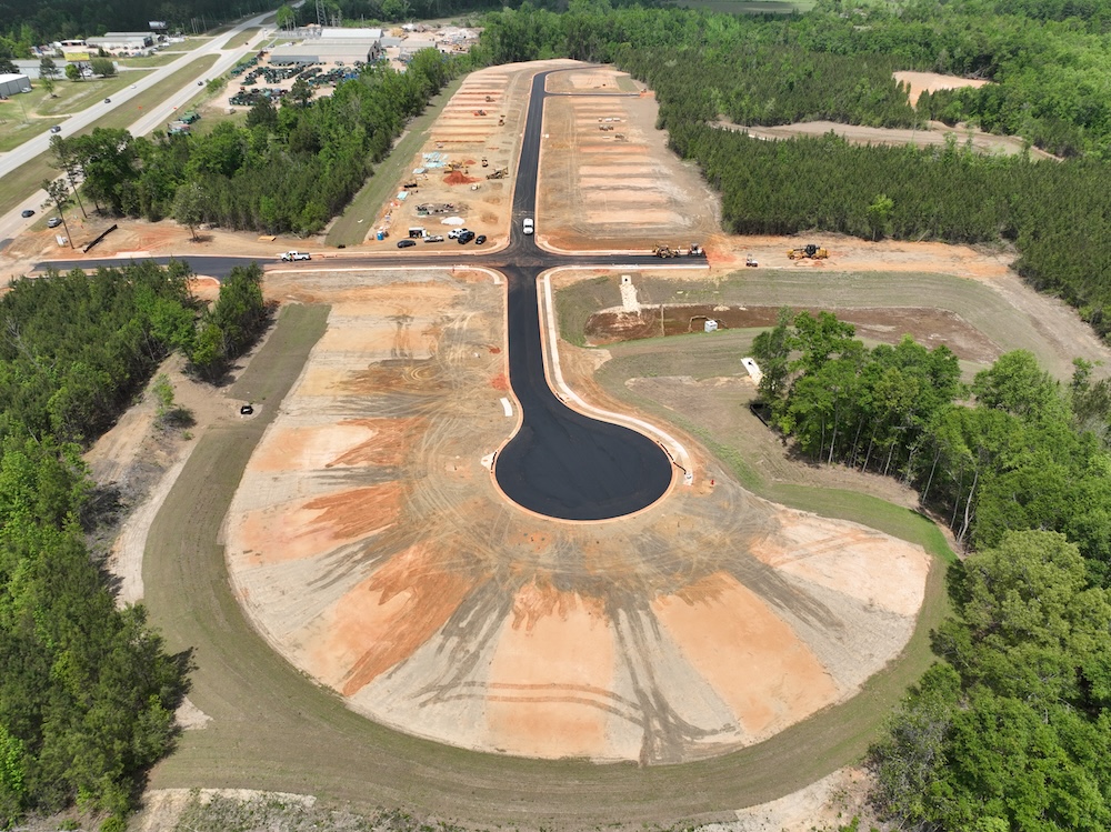 aerial of subdivision under construction